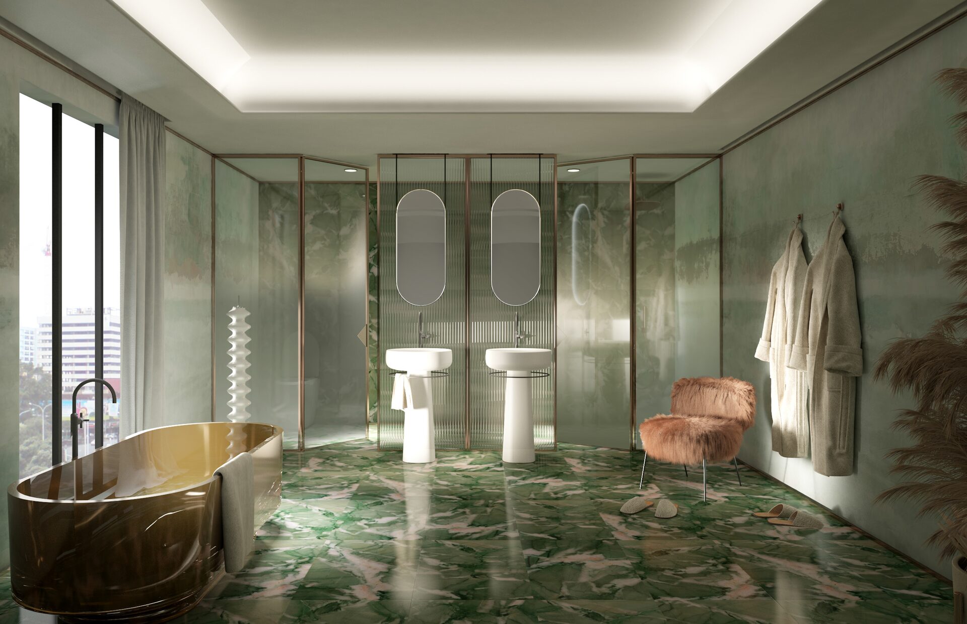 Endless - Parete divisoria in vetro per bagno